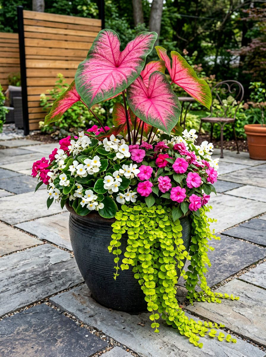 Shade flower pot - 30 mixed container garden ideas