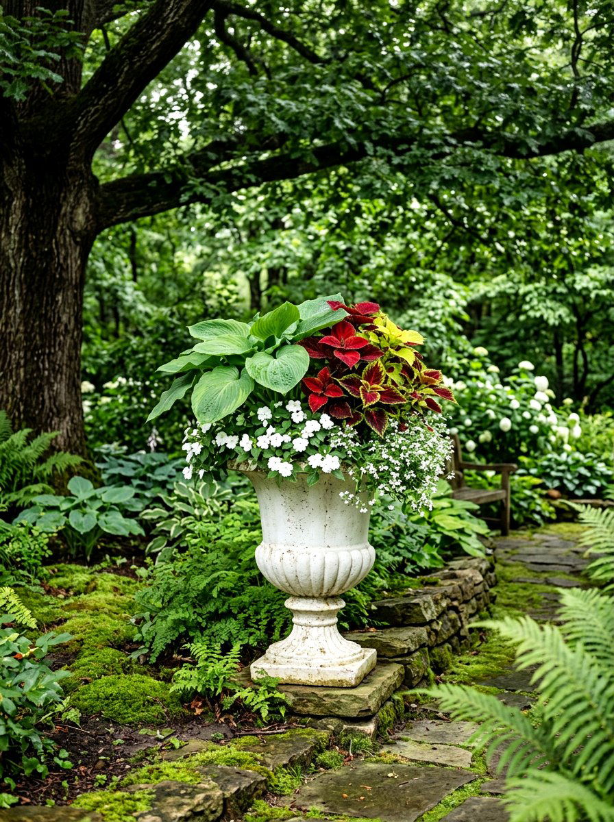 Shade garden container - 30 flower container garden ideas