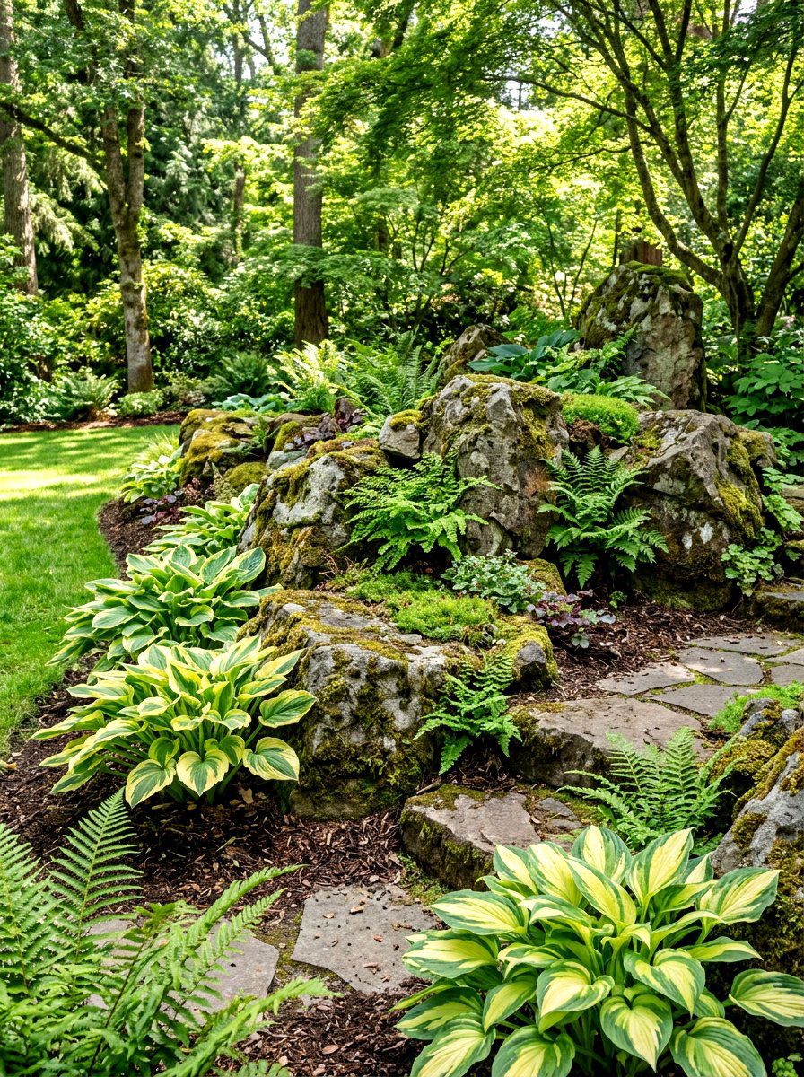 Shade garden rockery hosta fern - 30 hosta and fern garden ideas