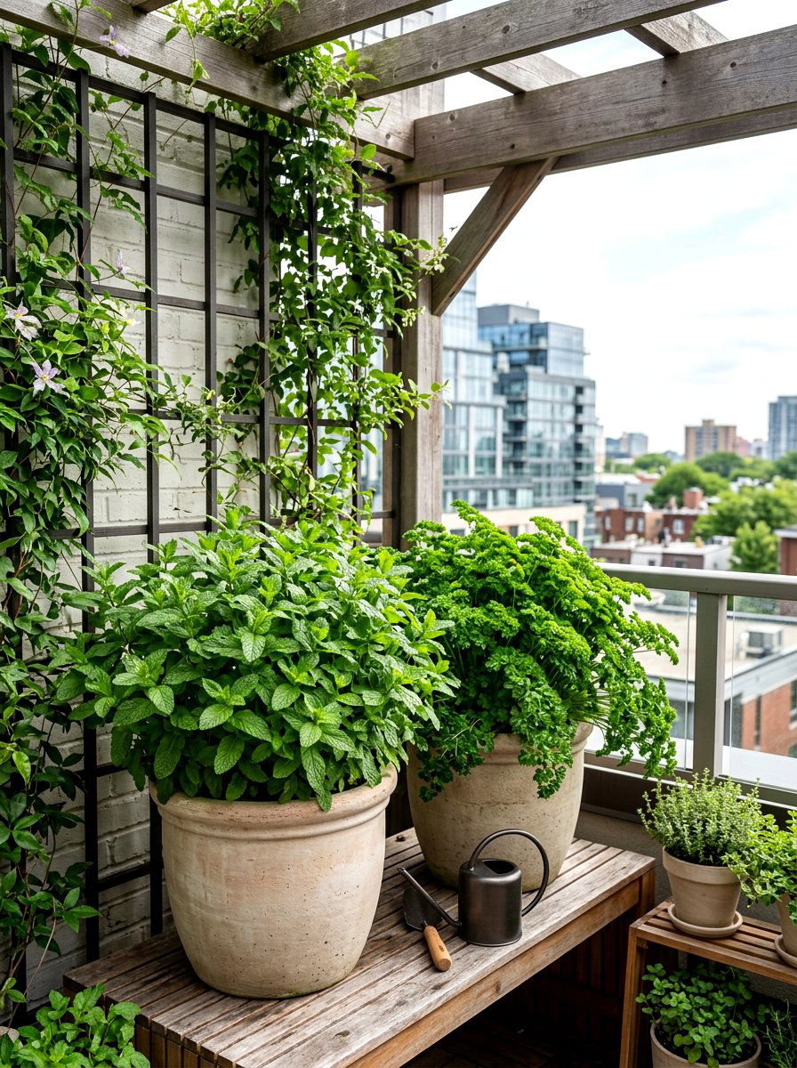Shade herb garden herbs - 30 rooftop herb garden ideas