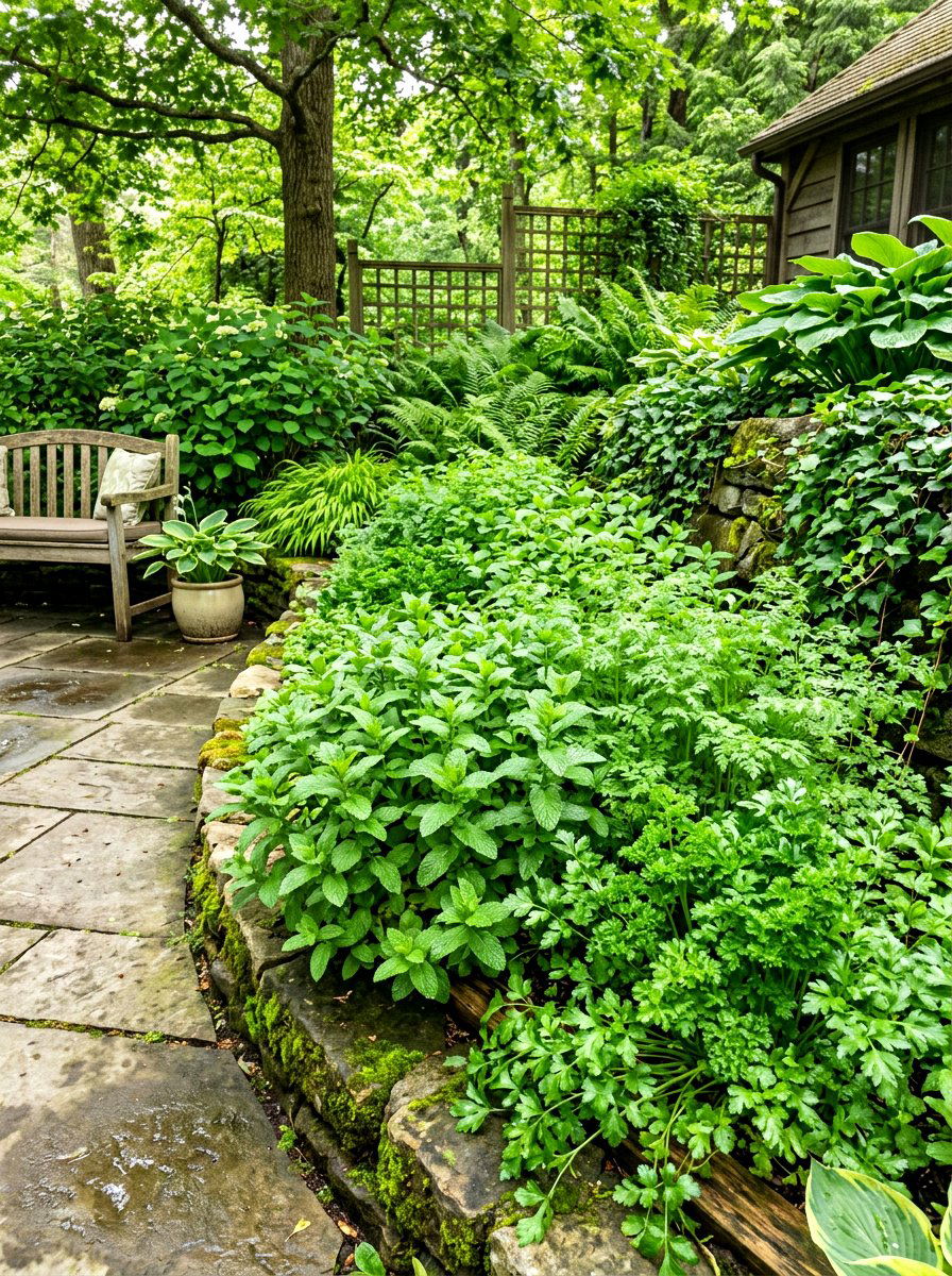 Shade loving herb border - 30 herb patio border ideas