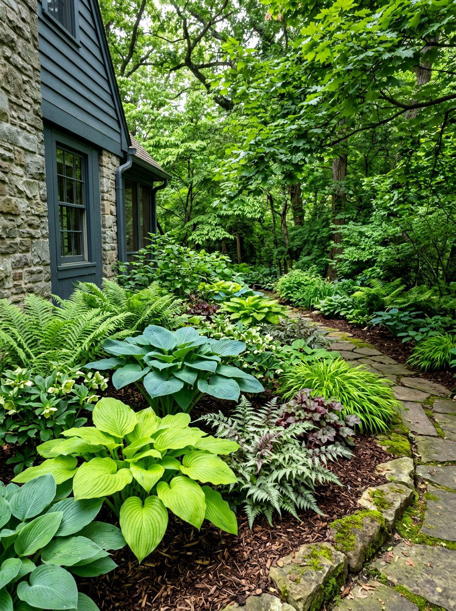 Shade plants for north side house - 30 foundation landscaping ideas