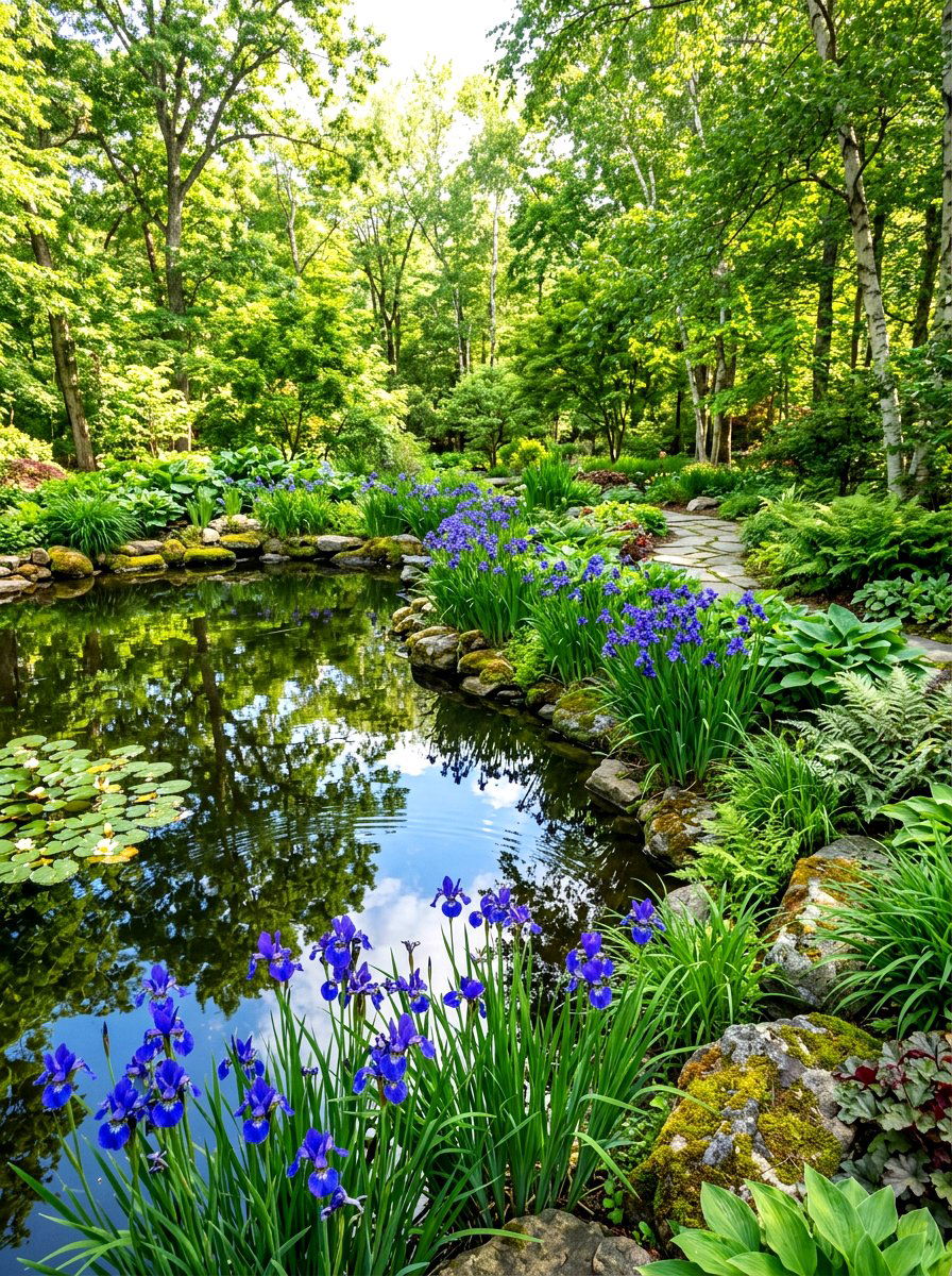 Shade pond landscape - 30 shade perennial garden ideas