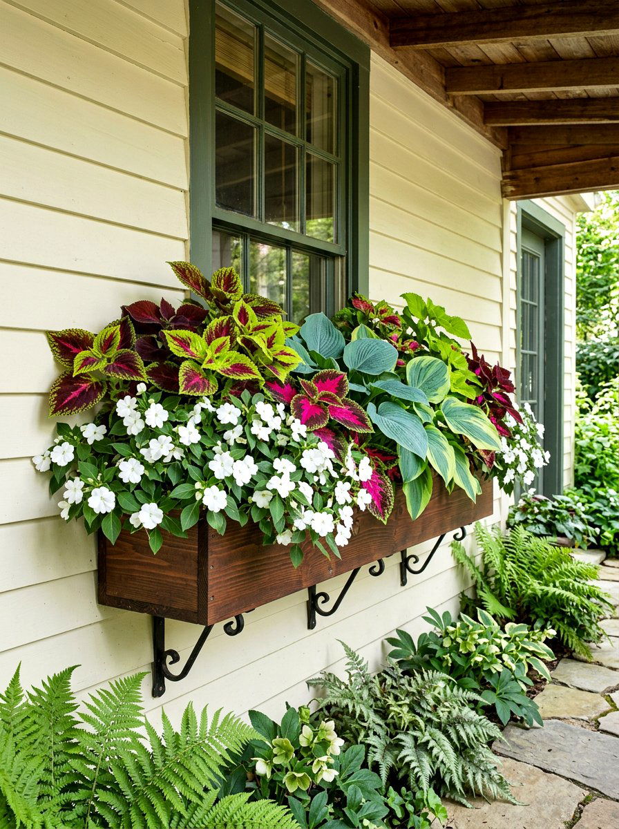 Shade window box - 30 window flower box ideas