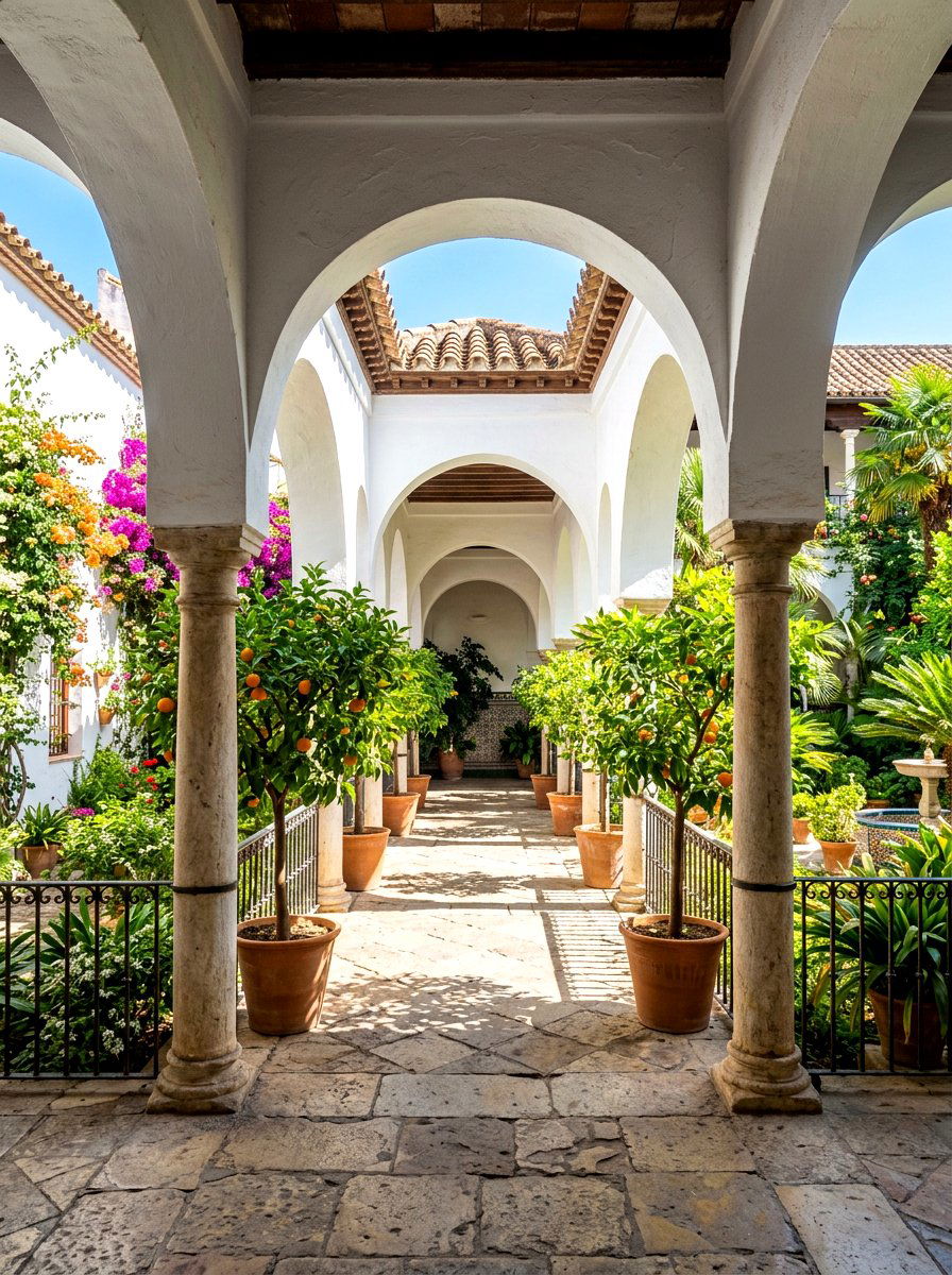 Shaded Courtyard Arcade - 30 Spanish courtyard exterior ideas