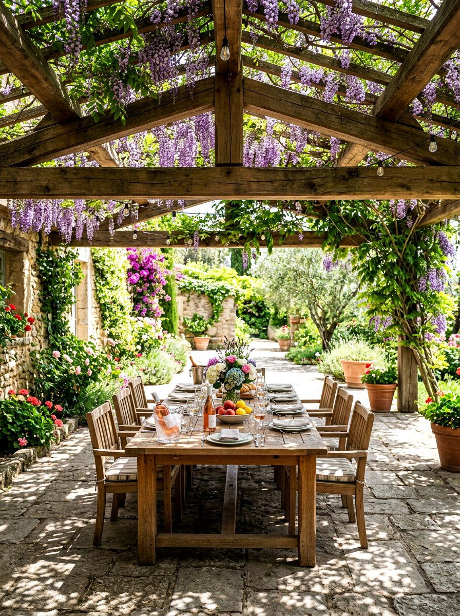 Shaded Pergola Courtyard - 30 kitchen courtyard garden ideas