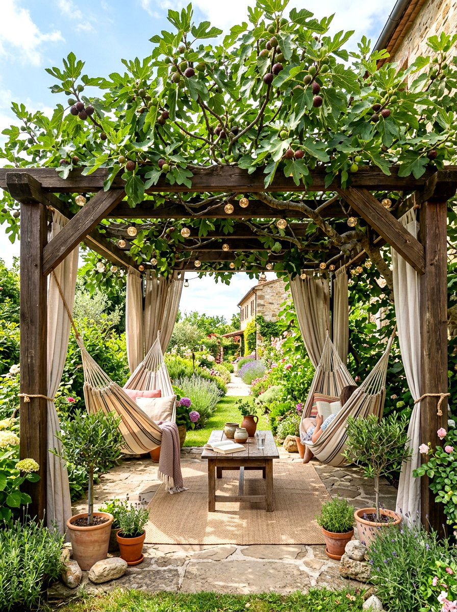 Shaded Pergola Fig Tree - 30 fig tree patio ideas