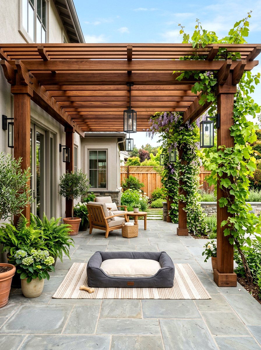 Shaded Pergola For Pets - 30 dog friendly patio ideas aesthetic