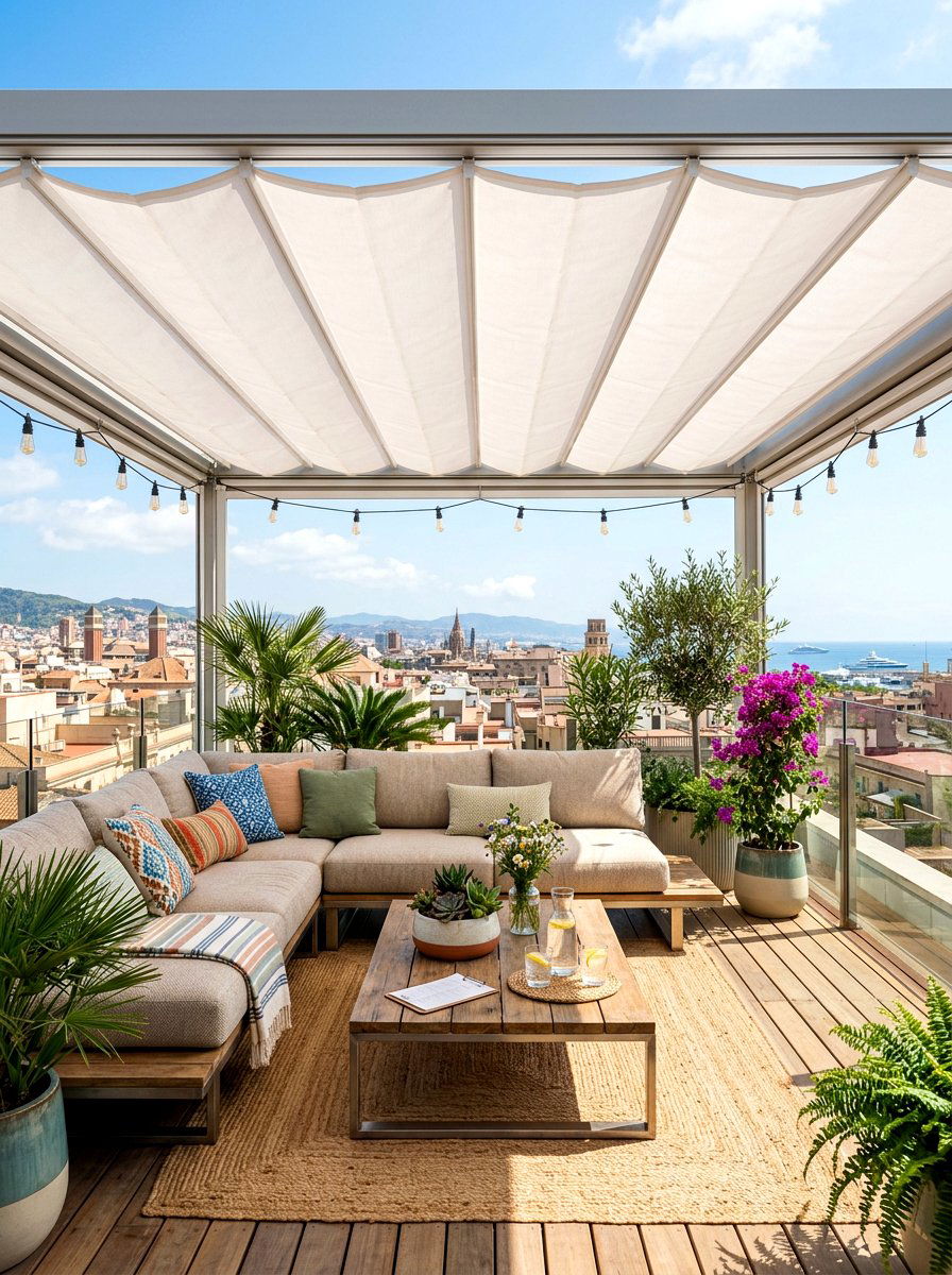 Shaded Rooftop Lounge - 30 rooftop garden ideas