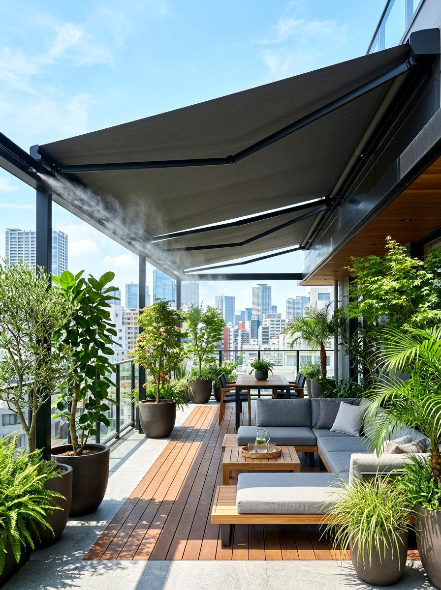 Shaded Rooftop Retreat - 30 rooftop patio garden ideas