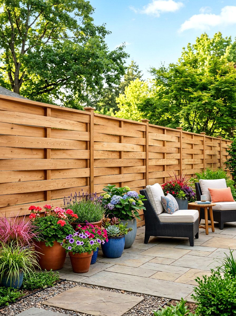 Shadow Box Fence - 30 patio garden ideas