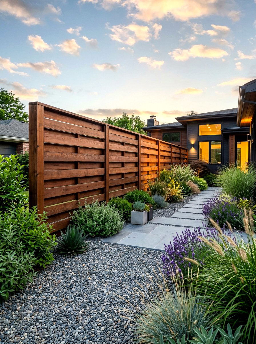 Shadow Box Fencing Landscaping - 30 low water front yard ideas