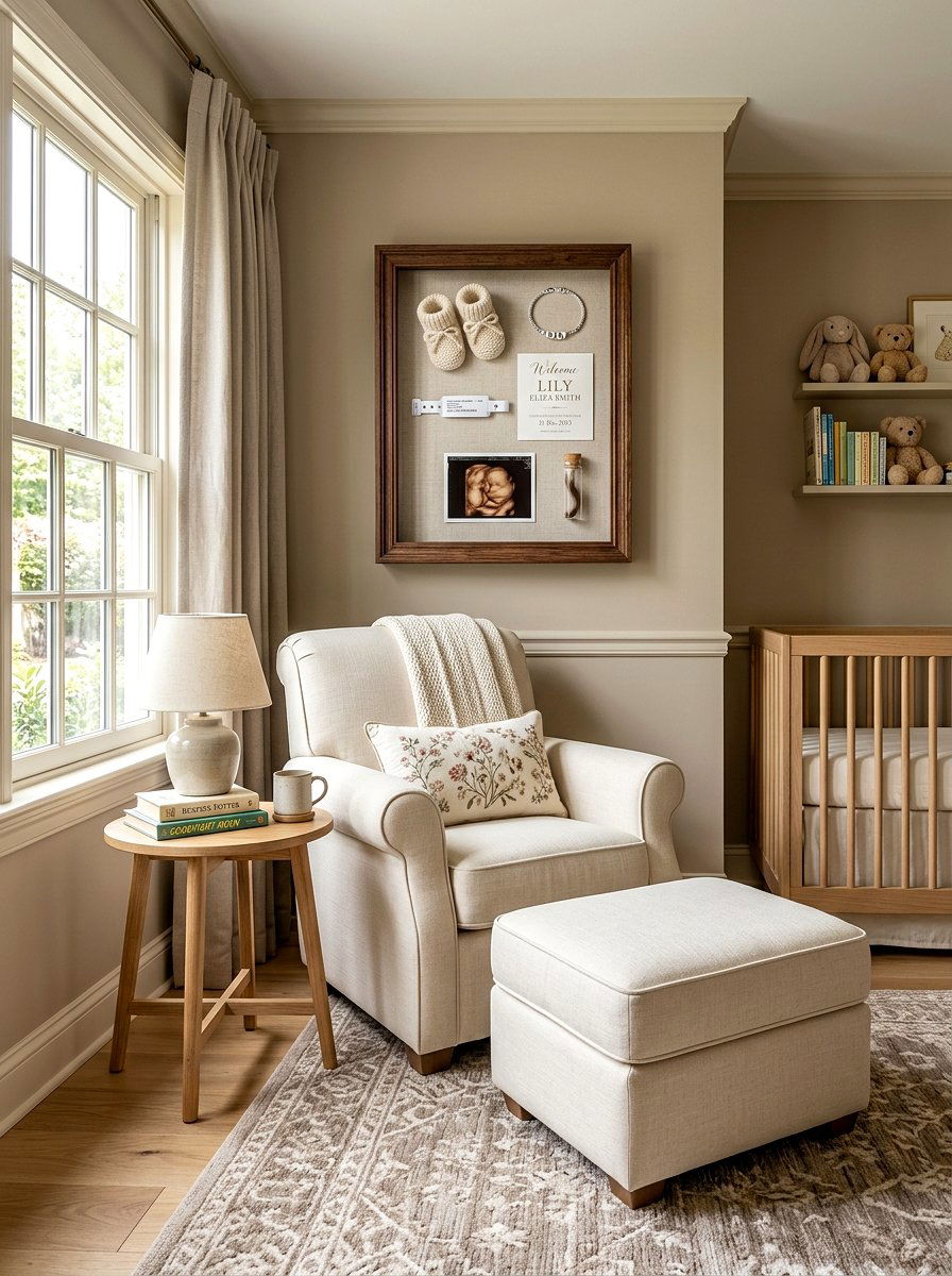 Shadow Box Memory Frame - 30 nursery wall decor ideas