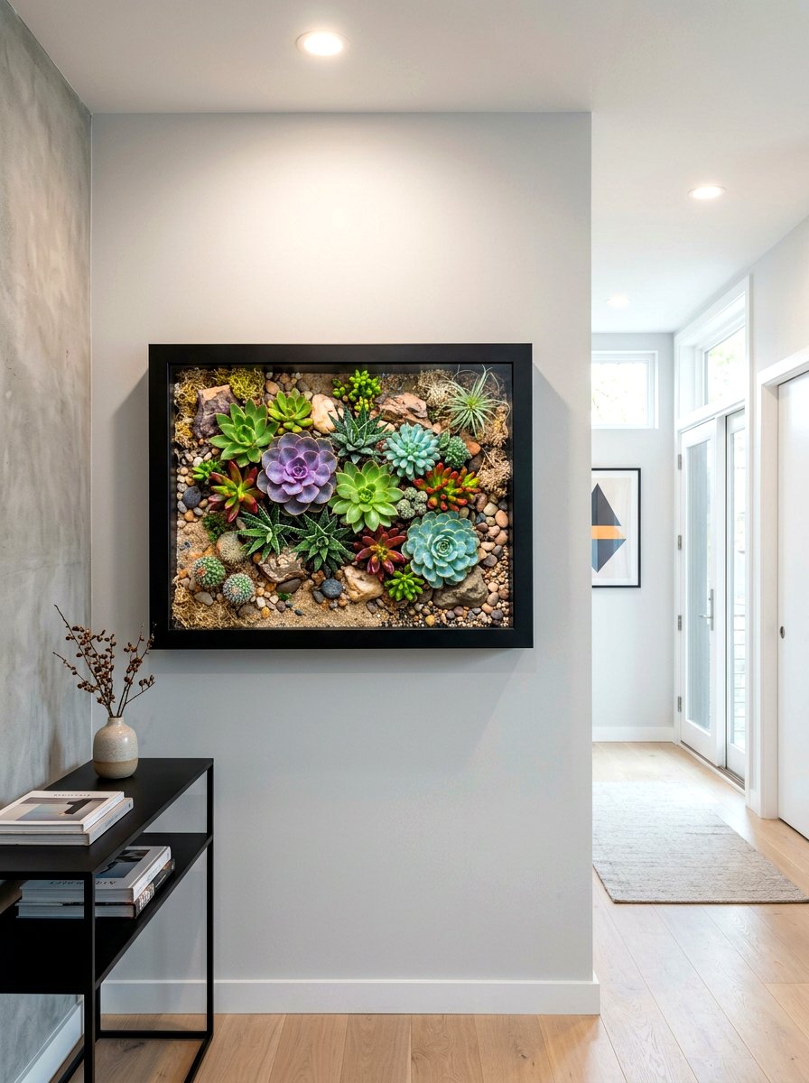 Shadow Box Succulent Display - 30 vertical succulent garden ideas