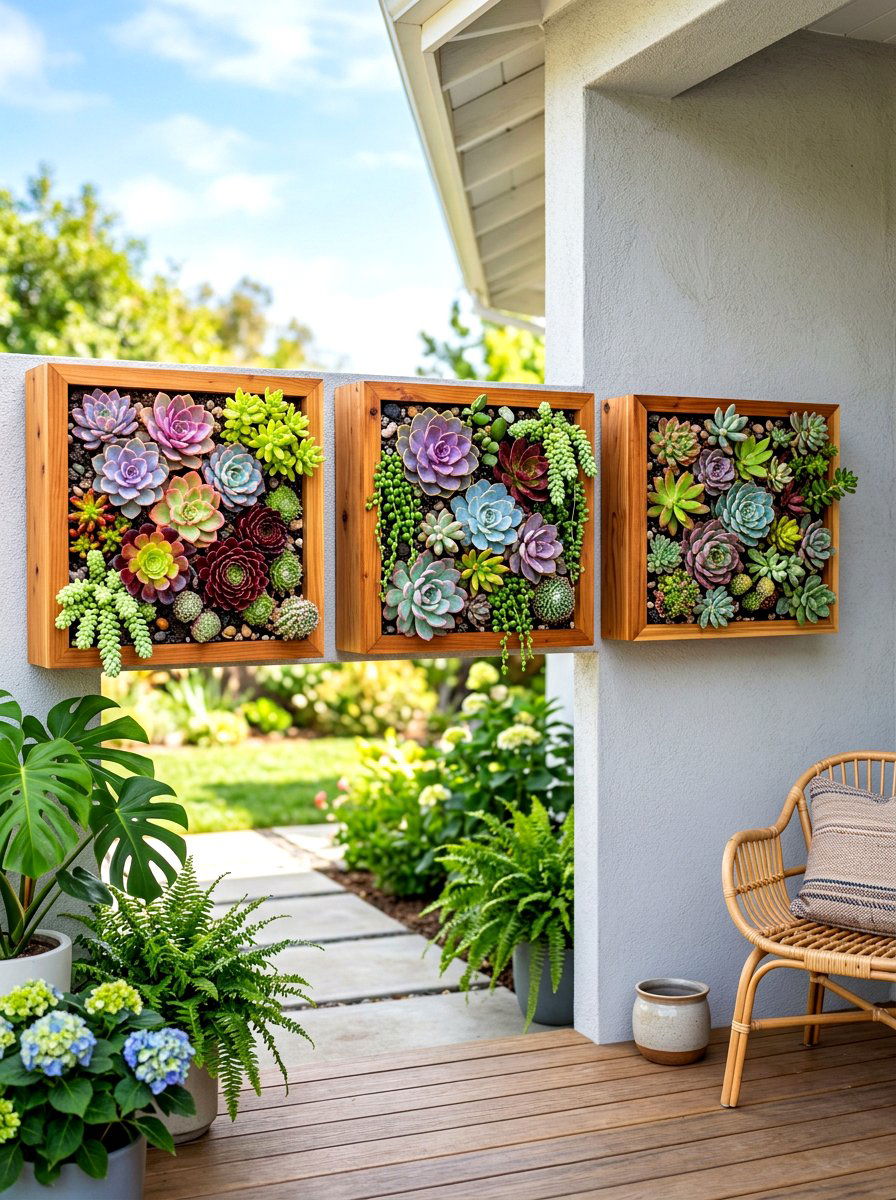 Shadow Box Wall Planters - 30 porch planter arrangement ideas