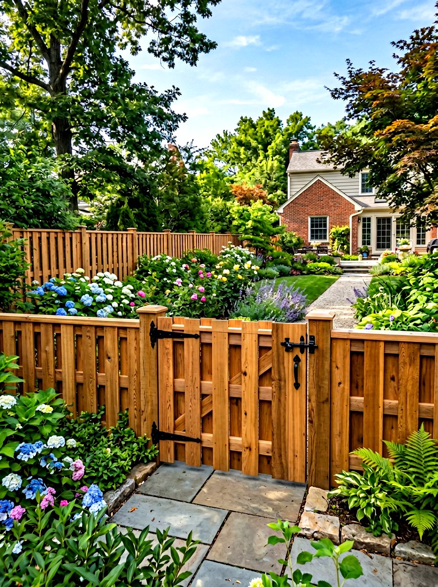 Shadow Box Wood Gate - 30 front gate ideas
