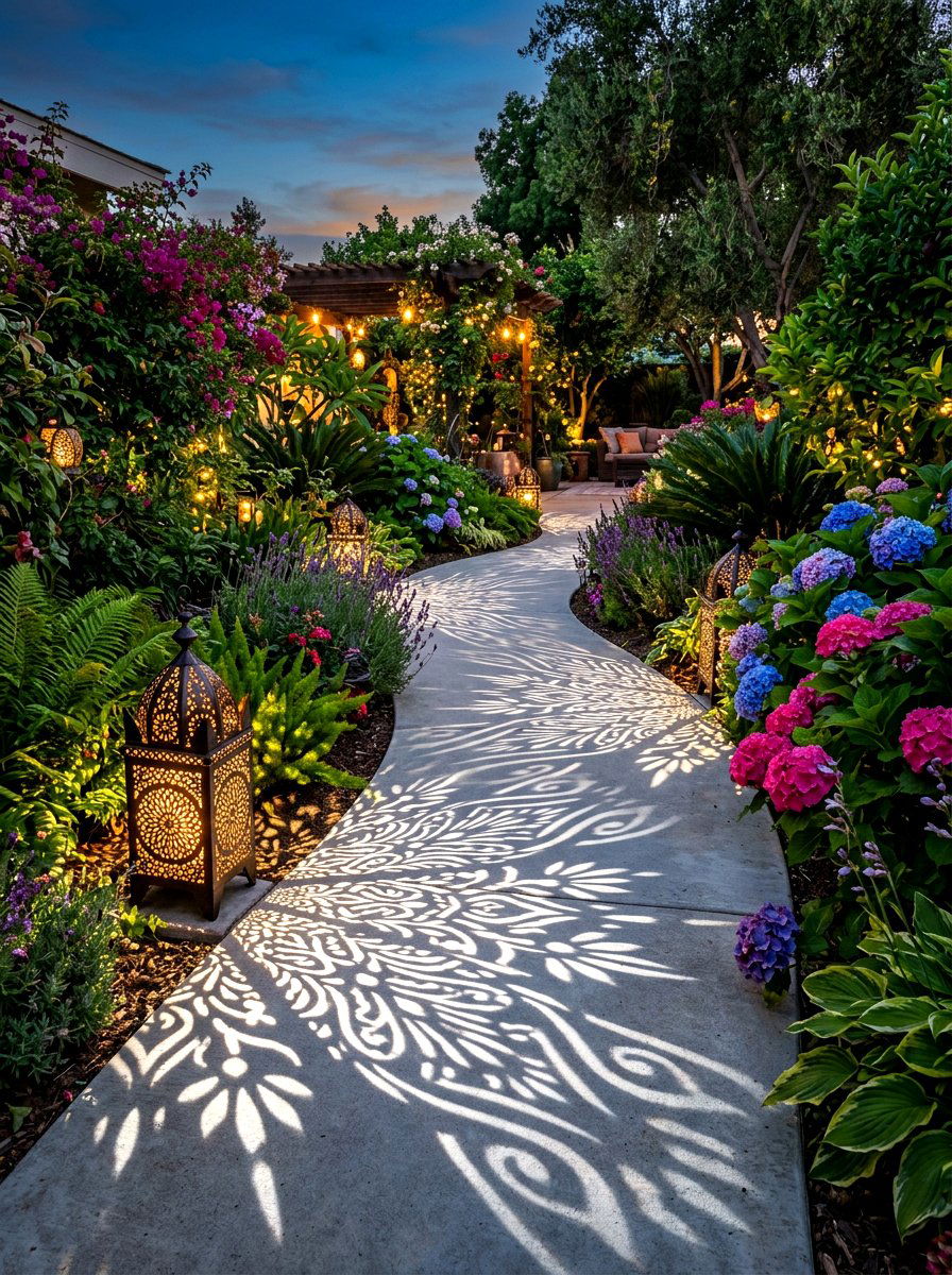 Shadow Pattern Lights - 30 front path lighting ideas