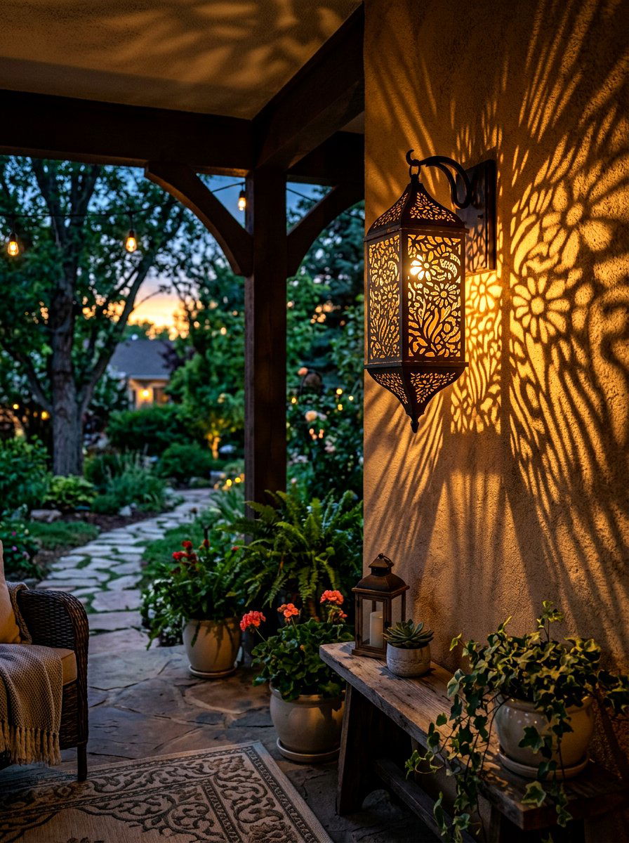 Shadow Pattern Wall Light - 30 moody outdoor lighting ideas