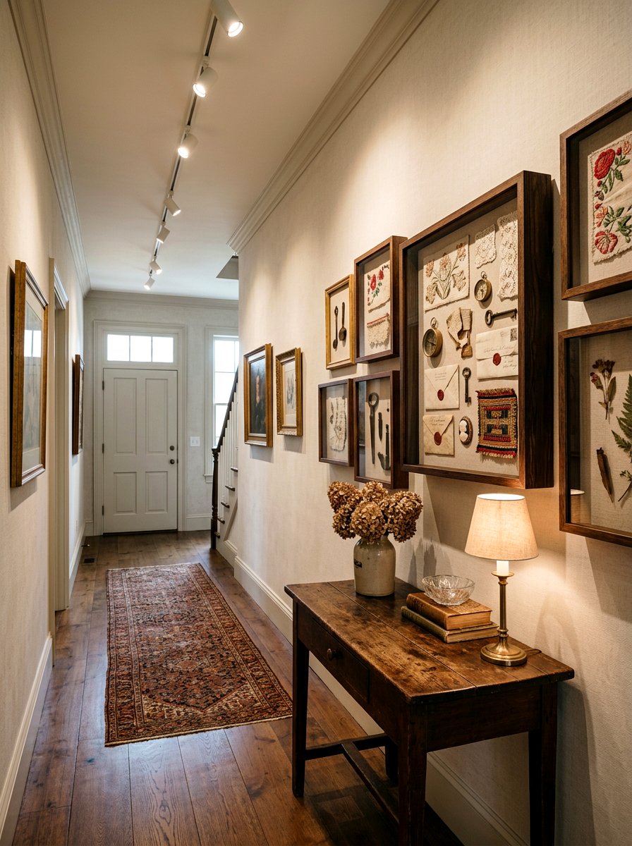 Shadow box 3D display - 30 hallway gallery wall ideas