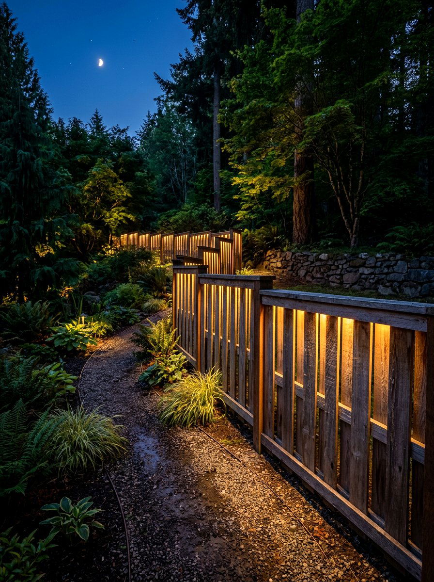 Shadow box fence lighting - 30 fence lighting ideas
