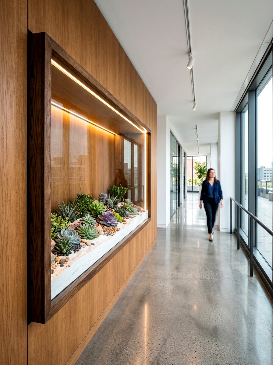 Shadow box plant display - 30 indoor plant wall ideas