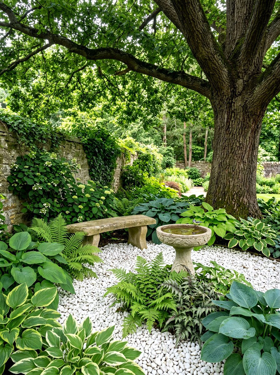 Shady Corner - 30 pebble garden ideas