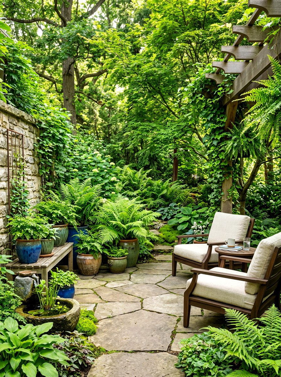 Shady Fern Patio - 30 fern garden ideas