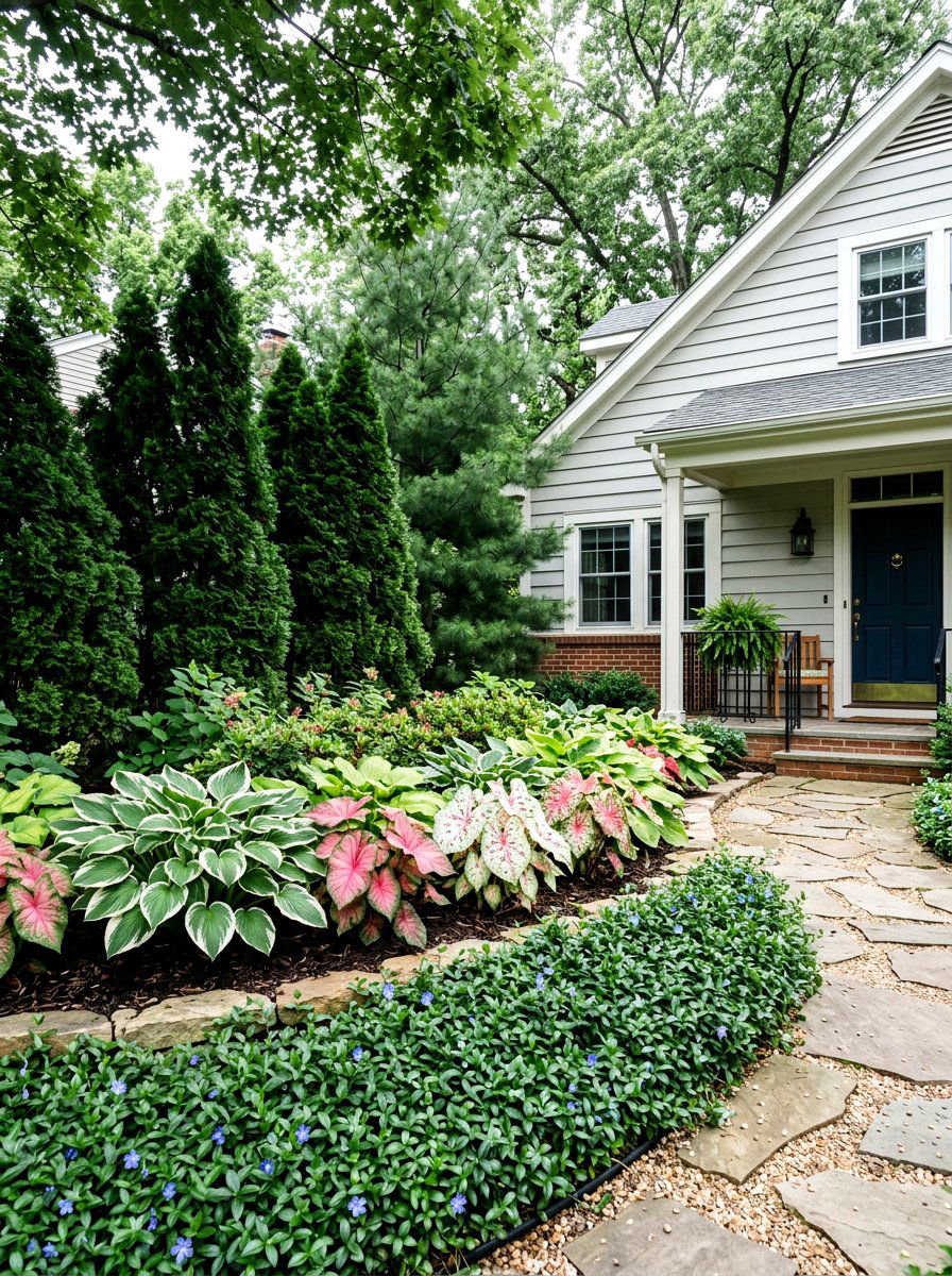 Shady Front Yard Layered Plants - 30 layered front yard landscaping ideas