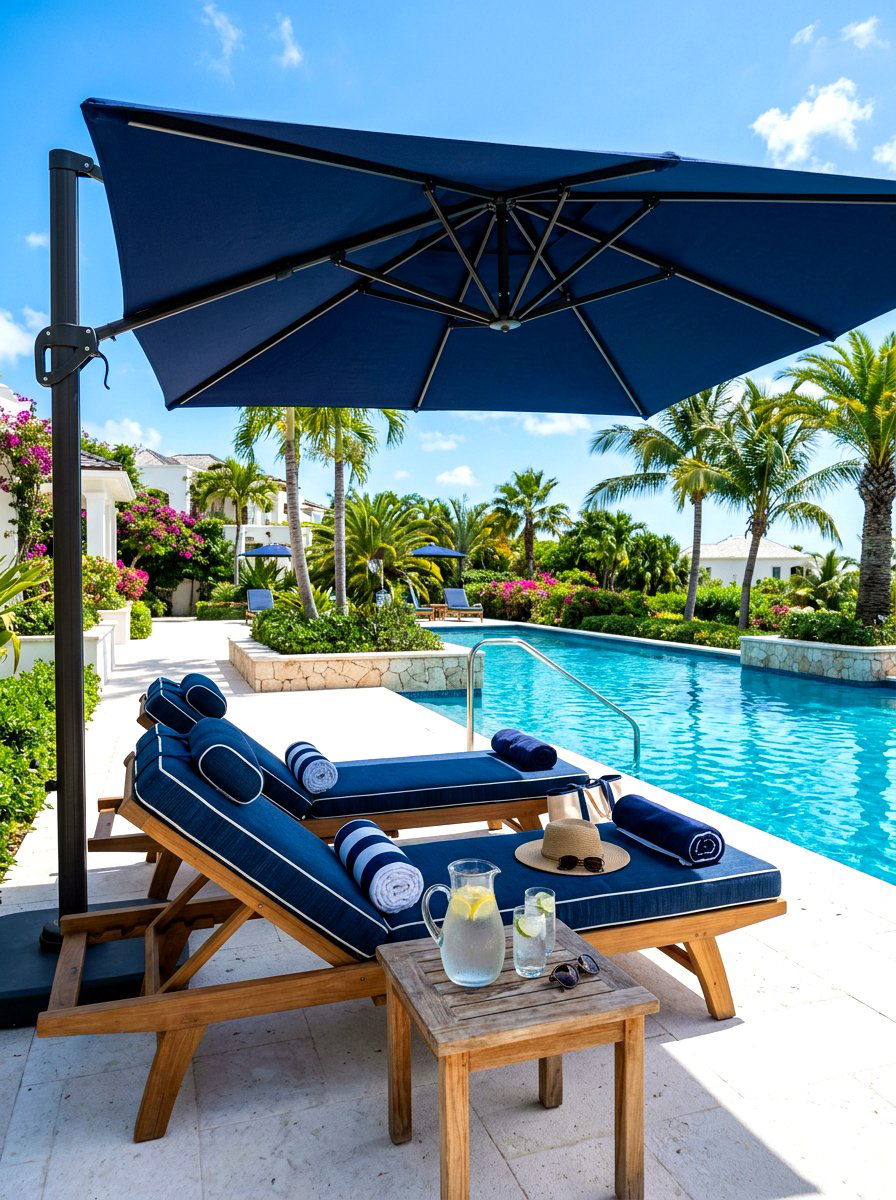 Shady Oversized Umbrella Spot - 30 resort patio lounge ideas