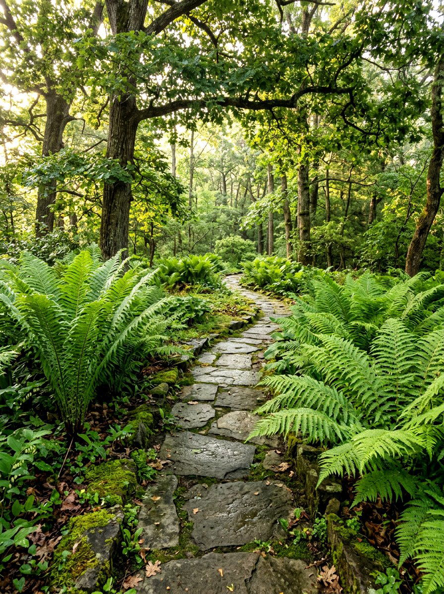 Shady Path Fern Border - 30 woodland fern border ideas