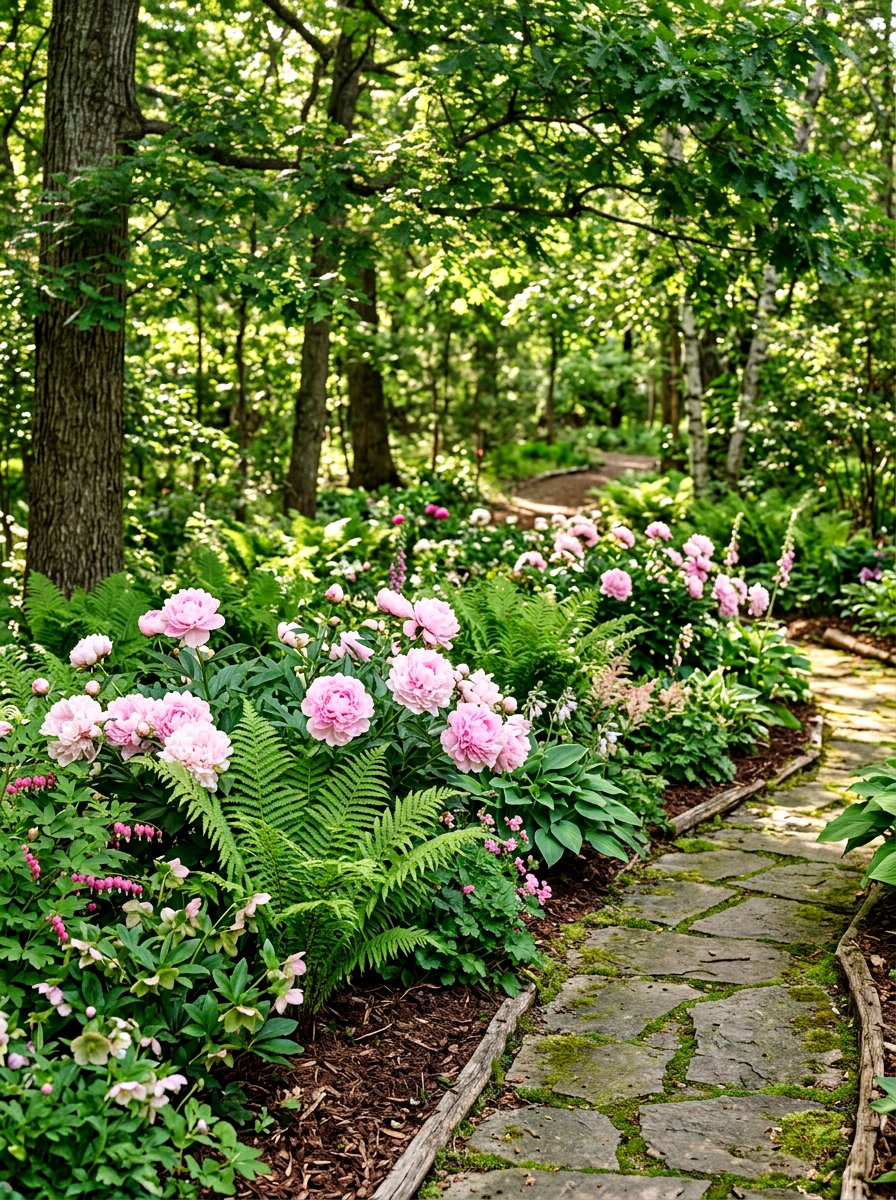 Shady Peony Garden Border - 30 peony border ideas