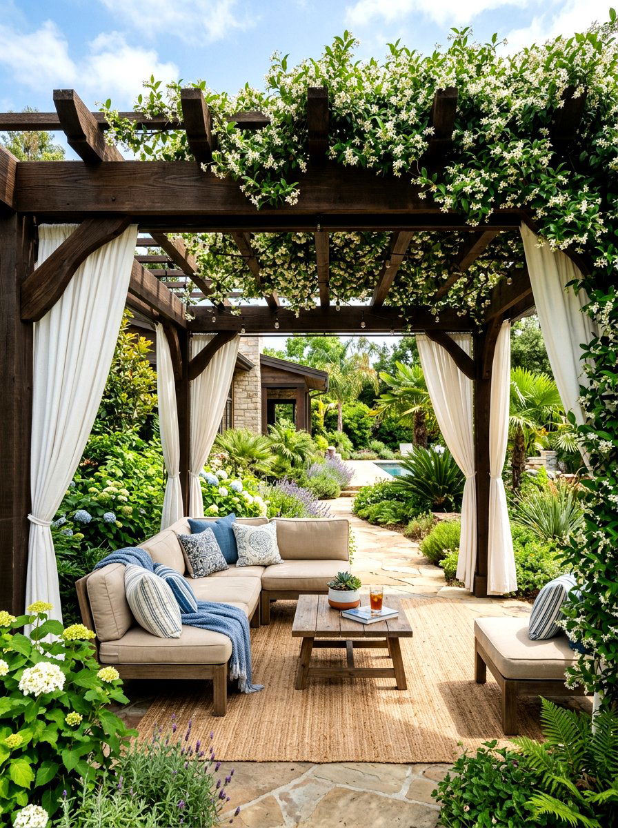 Shady Pergola Lounge - 30 summer garden ideas