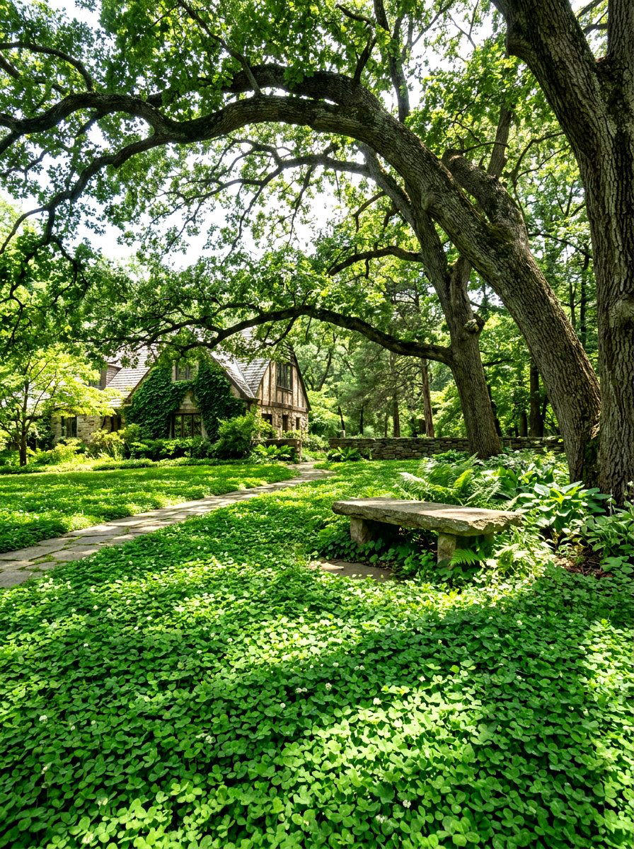 Shady Spot Clover Groundcover - 30 clover front lawn ideas