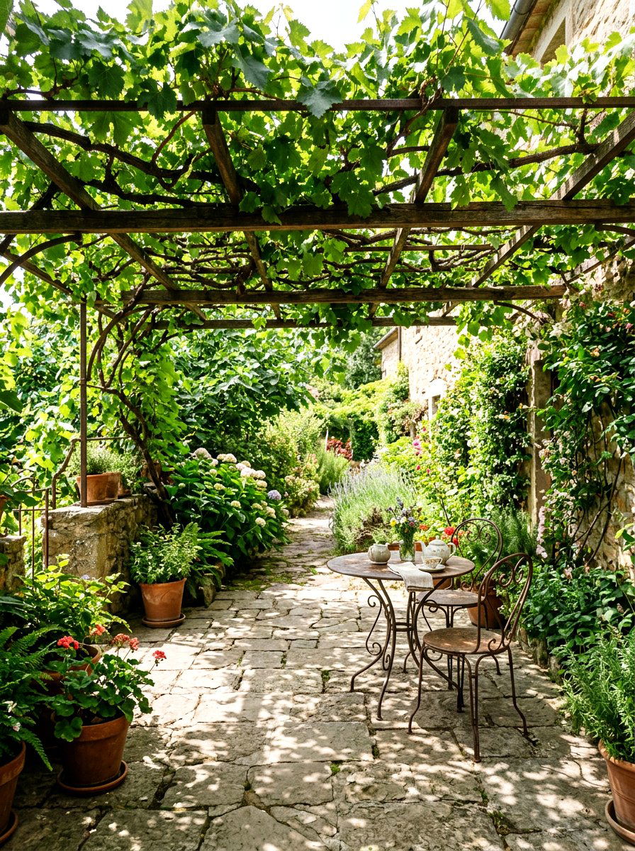 Shady Vine Canopy - 30 Mediterranean exterior courtyard ideas