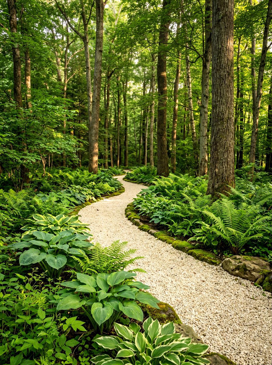 Shady Woodland Gravel Path - 30 gravel garden ideas