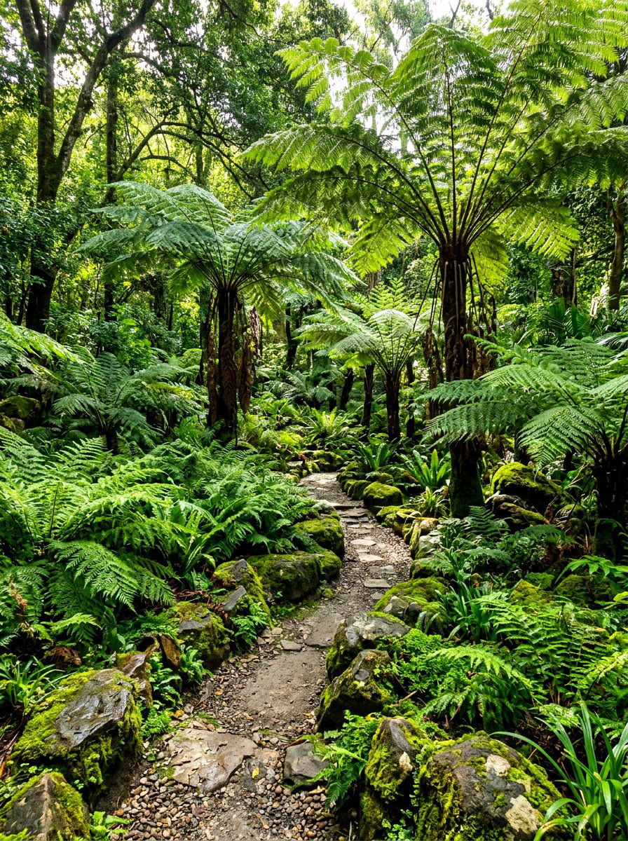 Shady fern garden - 30 tropical landscaping ideas