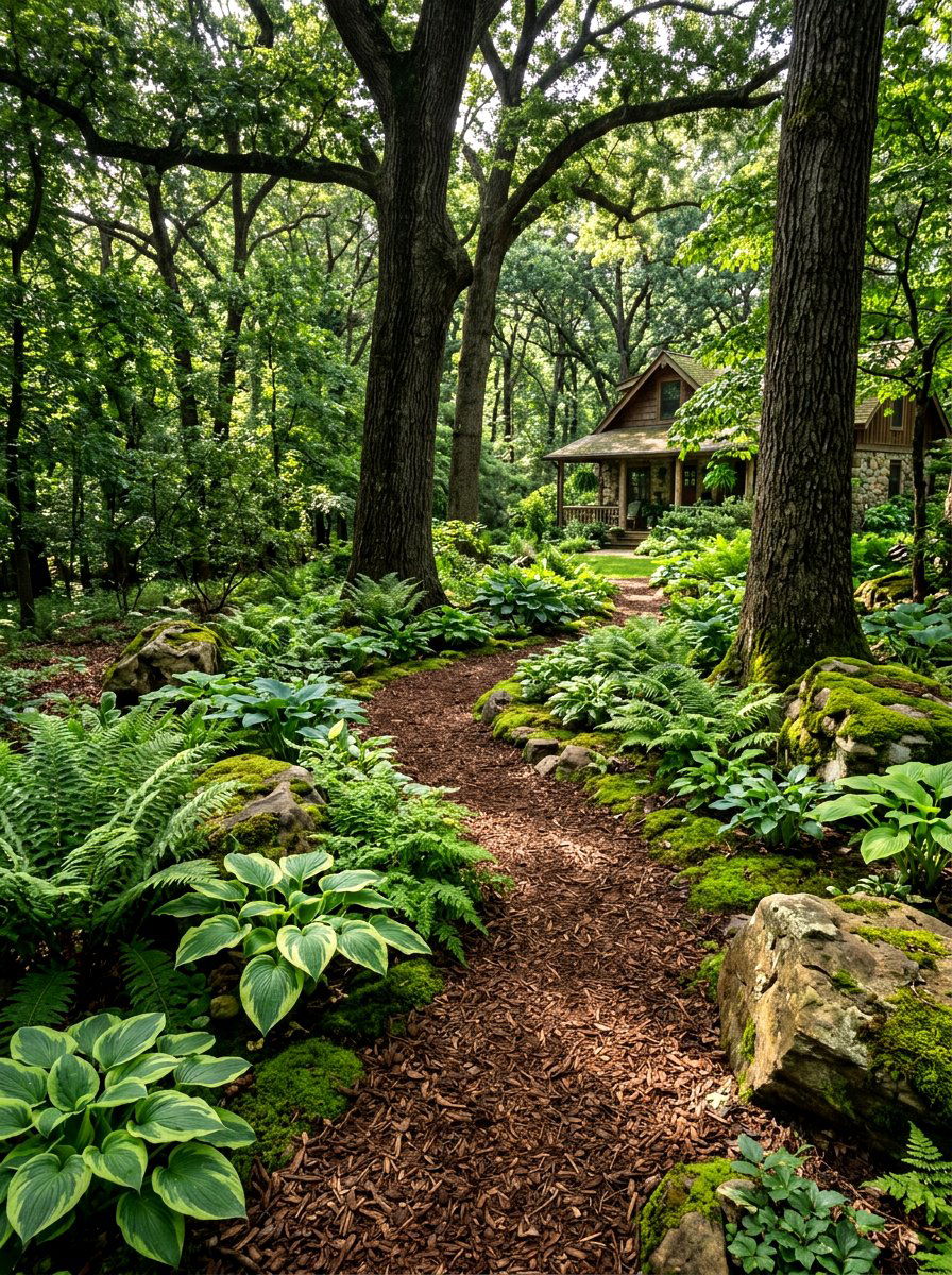 Shady woodland front yard - 30 front yard makeover ideas