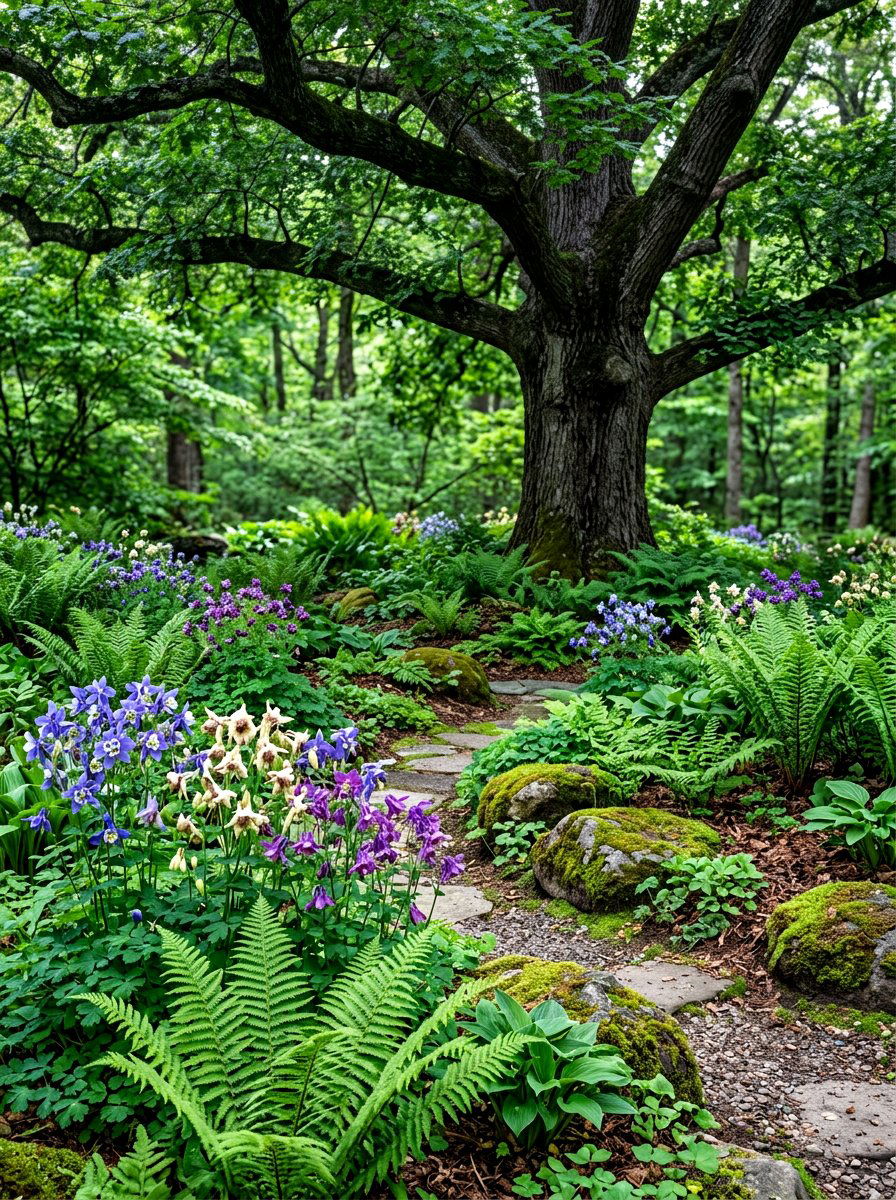 Shady woodland garden - 30 pollinator backyard garden ideas