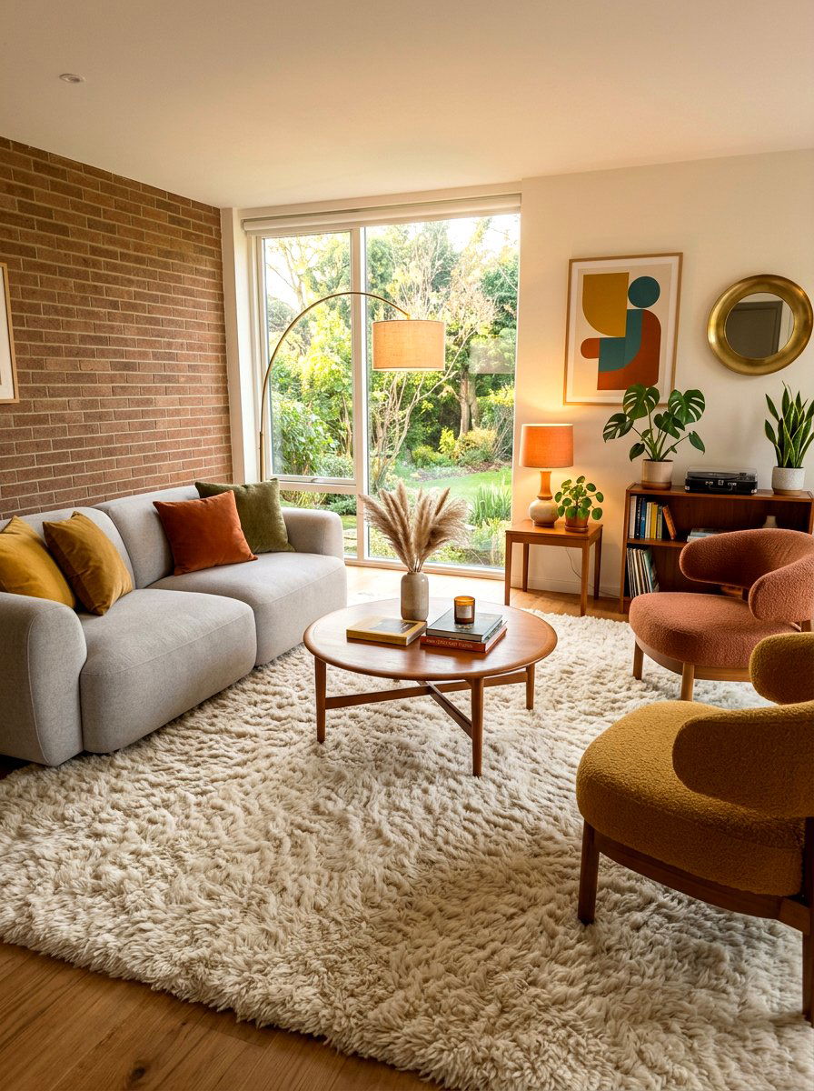 Shag Pile Carpet - 30 layered texture living room ideas
