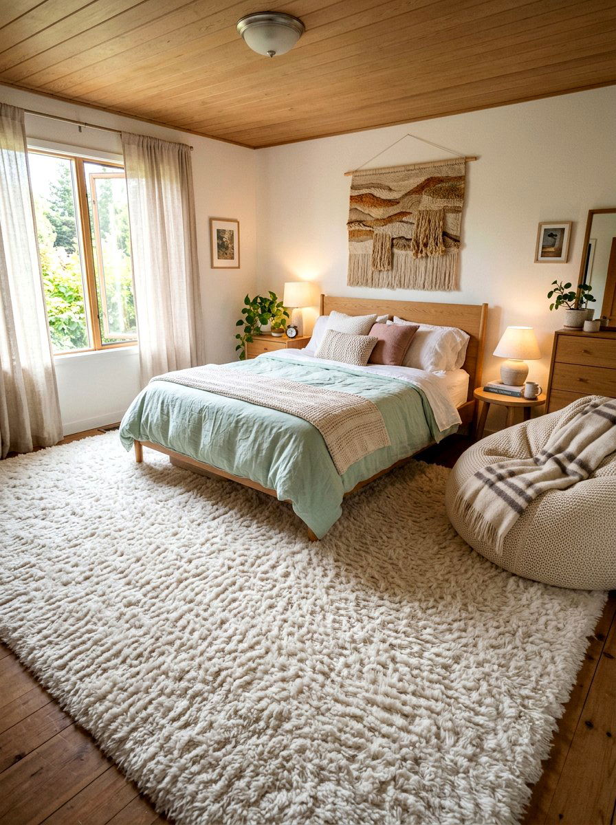 Shag rug bedroom - 30 soft girl room ideas
