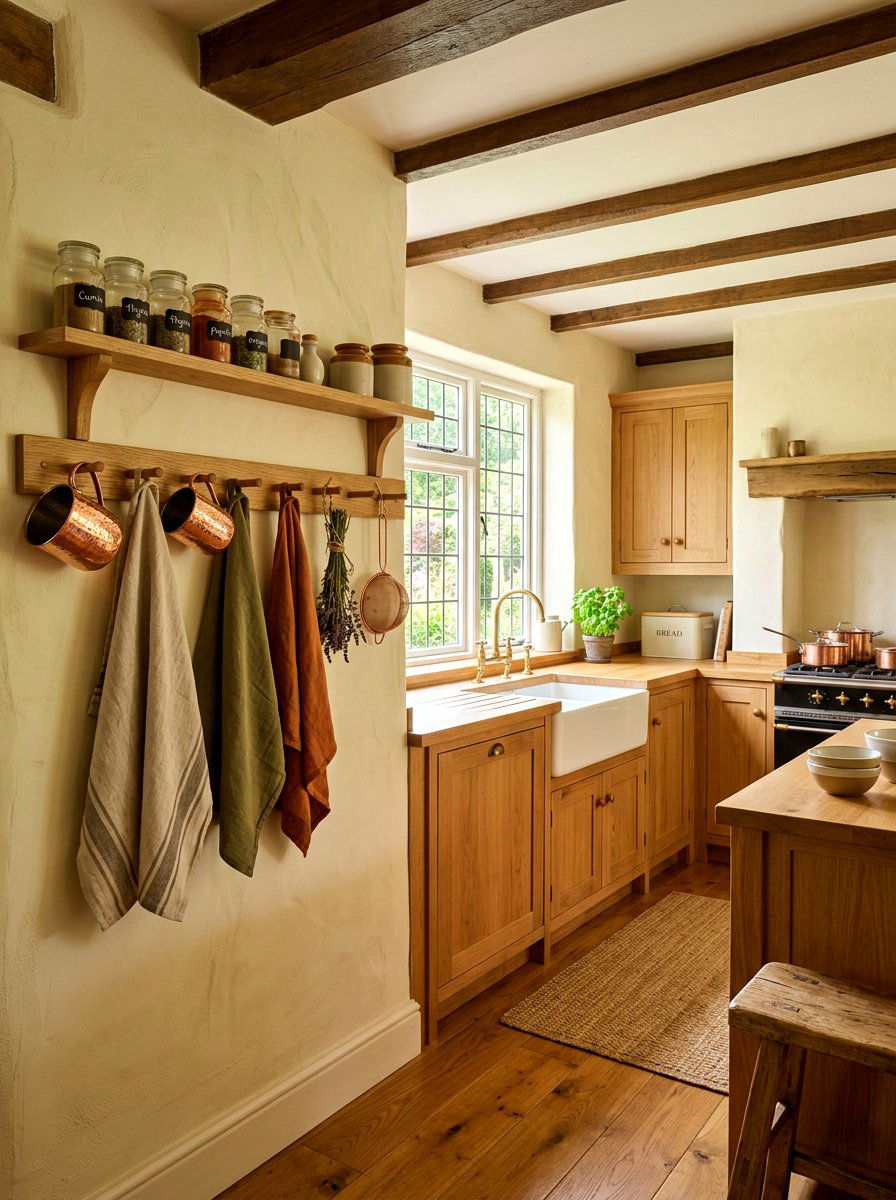 Shaker Peg Rail - 30 English country kitchen shelf ideas