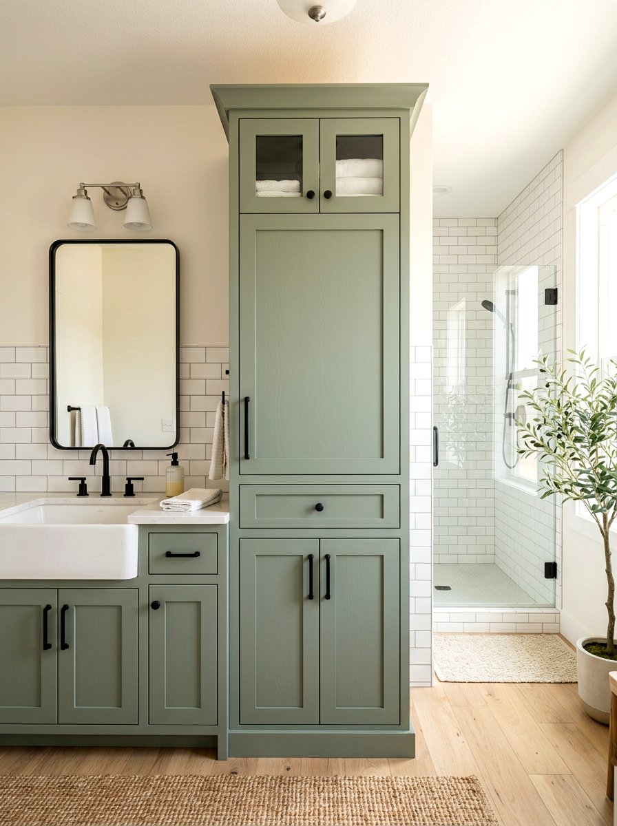 Shaker Style Bathroom Tower - 30 vanity tower storage ideas