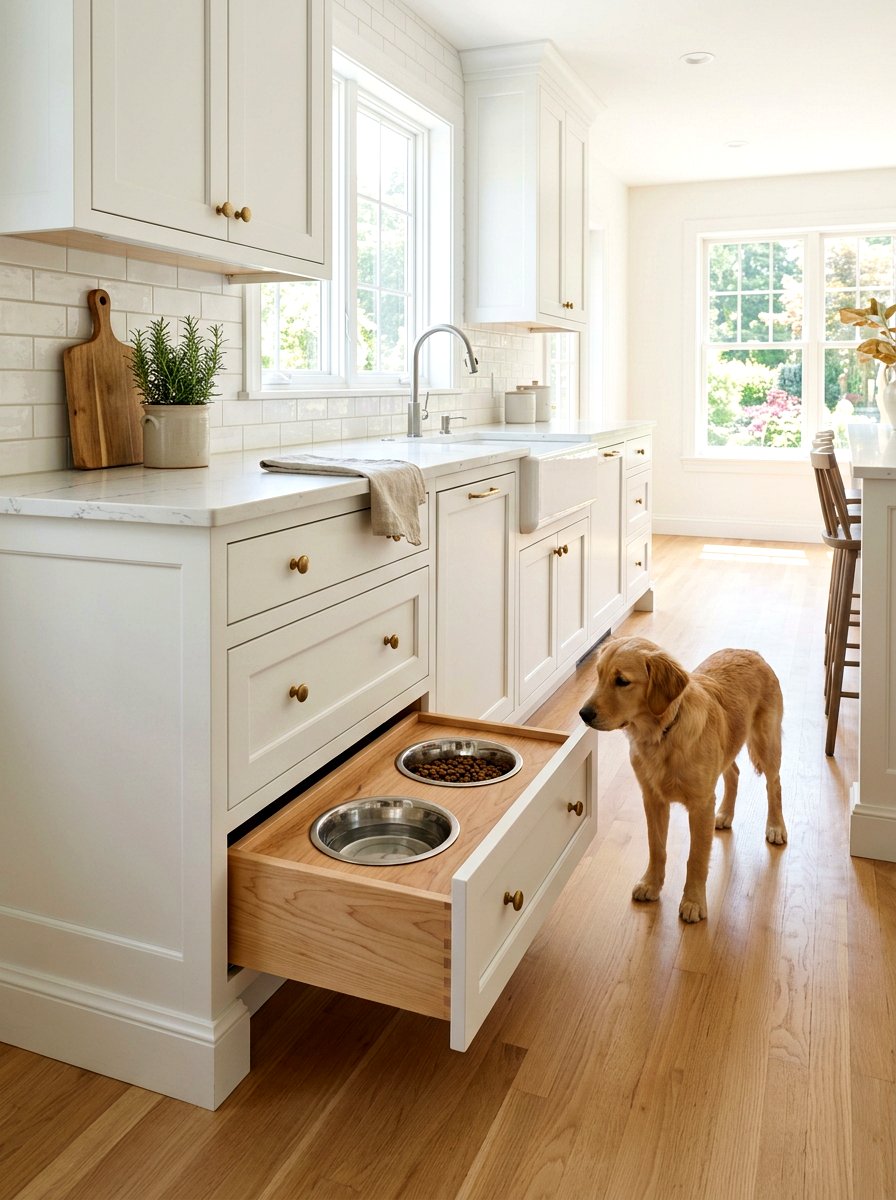 Shaker Style Dog Bowl Drawer - 30 dog bowl drawer ideas