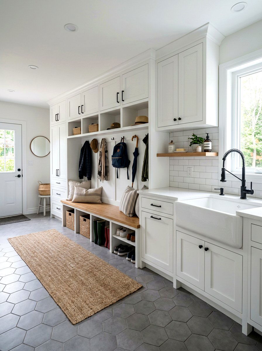 Shaker Style Mudroom Cabinets - 30 mudroom laundry sink ideas
