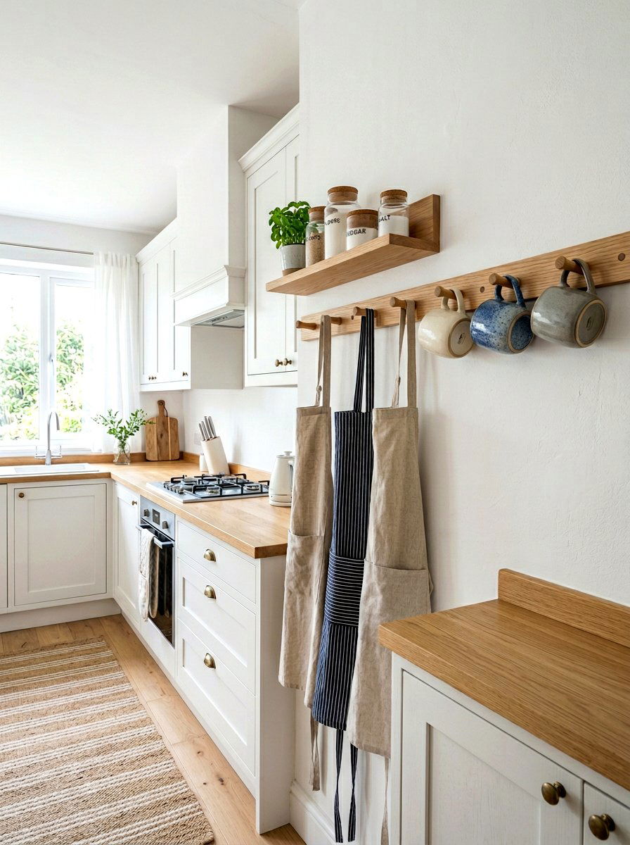 Shaker Style Peg Rail - 30 vintage kitchen shelf ideas