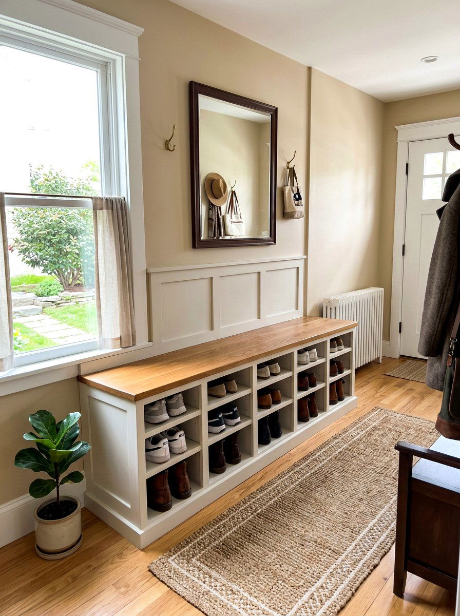 Shaker Style Shoe Cubby Bench - 30 shoe cubby bench ideas