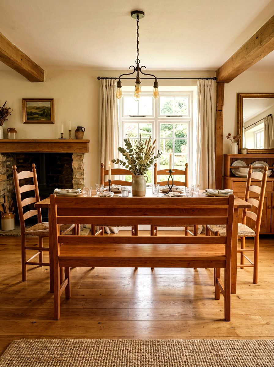 Shaker Style Wood Bench - 30 farmhouse dining bench ideas