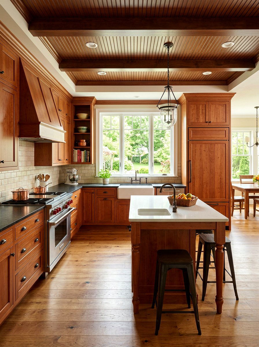 Shaker Wood Kitchen - 30 warm wood cabinet kitchen ideas