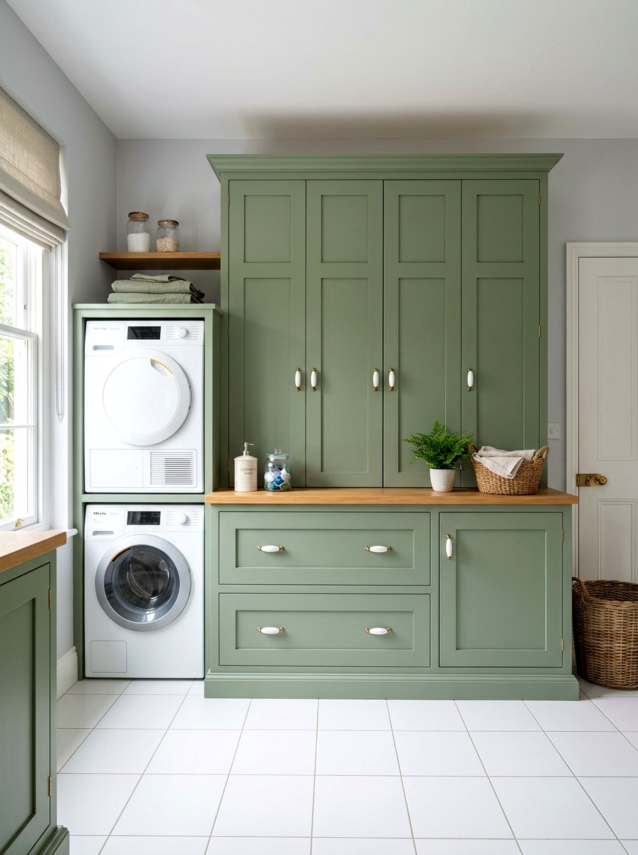 Shaker style laundry cupboard - 30 washer dryer enclosure ideas