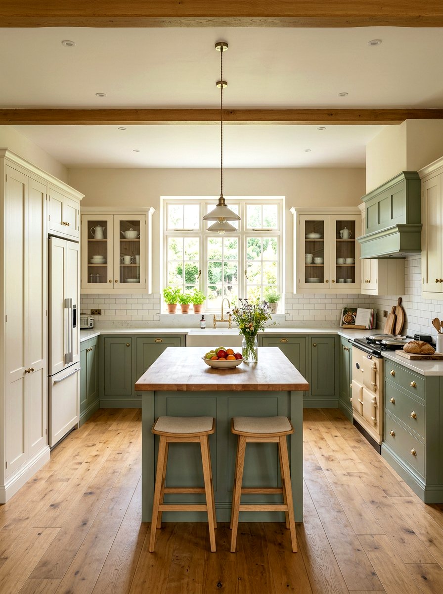 Shaker style sage and cream kitchen - 30 cream and sage kitchen ideas